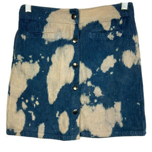 PPLA Peoples Project LA Skirt Girls Sz M 10 12 Blue White Bleached Corduroy Snap